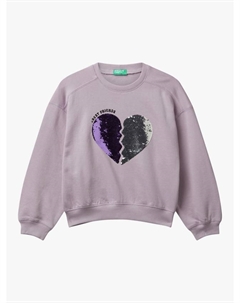 Детский хлопковый свитшот с длинным рукавом и пайетками в виде сердца, Violet Benetton