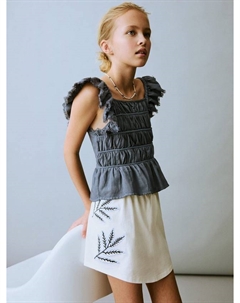 Детская юбка-шорты Mia с вышивкой из хлопка Mango