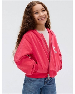 Детская худи свободного кроя на молнии из хлопковой смеси, Teaberry Calvin klein