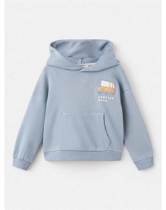 Детская хлопковая худи с аппликацией автобус, Medium Blue Mango