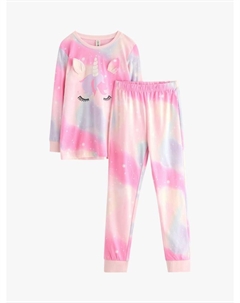 Детский хлопковый пижамный комплект с длинным рукавом и единорогами, Light Pink Lindex