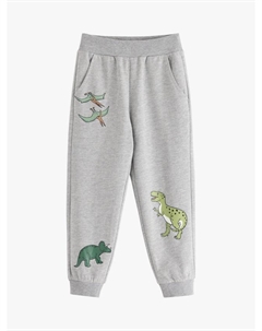 Детские джоггеры из хлопковой смеси с принтом динозавров, Grey Melange Lindex