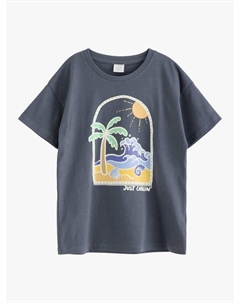 Детская хлопковая футболка Just Chillin' с коротким рукавом, Dark Grey Lindex