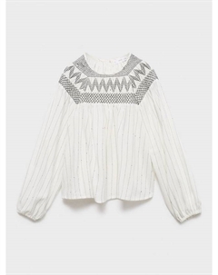 Детская блузка Paola с длинными рукавами и вышивкой, White Mango
