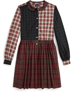 Платье-рубашка из хлопкового поплина в клетку, Multi Polo ralph lauren kids