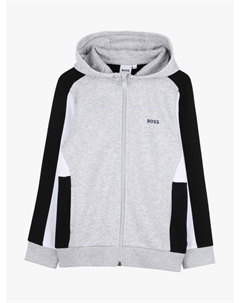 Детская худи на молнии из хлопковой смеси, Chine Grey Hugo boss