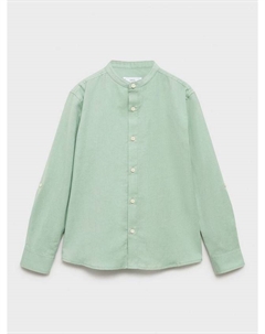 Детская рубашка Sergi из хлопка и льна в полоску, Green Mango