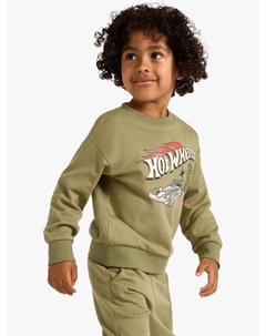 Детская хлопковая толстовка Hot Wheels свободного кроя, Light Dusty Green Lindex