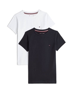 Детские пижамные топы с коротким рукавом из хлопка, Pack of 2, White / Desert Sky Tommy hilfiger