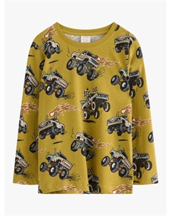 Детская хлопковая футболка с длинным рукавом и принтом грузовика, Dusty Lime Green Lindex