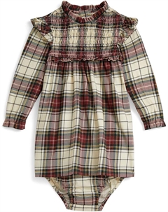 Платье и шаровары из хлопкового джерси в клетку, Cream Stewart Tartan Polo ralph lauren kids