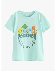 Детская футболка из хлопка с принтом Pokémon, Light Dusty Turquoise Lindex