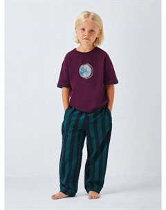 Детская футболка и пижамные штаны в полоску Rugby, Purple John lewis