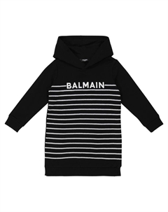 Хлопковое платье с капюшоном и пайетками, 930-Nero Balmain kids