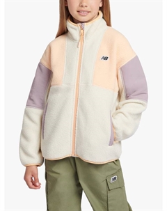 Детская флисовая куртка Borg с воронкообразным воротником и цветными блоками, Linen New balance