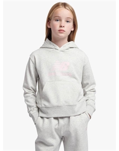 Детский худи с логотипом из велюра, Ash Heather New balance