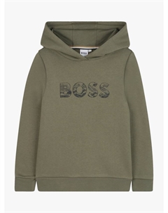 Детская хлопковая худи BOSS с логотипом на груди, Green Hugo boss