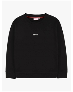 Детский свитшот из хлопковой смеси с круглым вырезом, Black Hugo boss