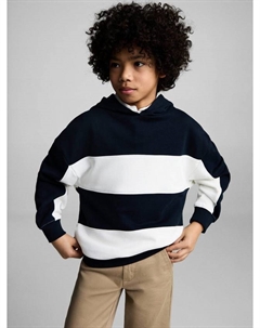 Детский хлопковый худи в полоску, Navy Mango