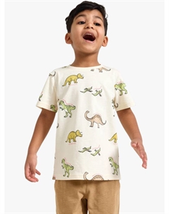 Детская хлопковая футболка с коротким рукавом и принтом динозавра, Pack of 2, White Lindex