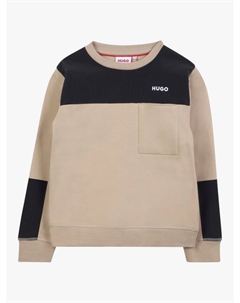 HUGO детский свитшот с цветными блоками, Beige/Black Hugo boss
