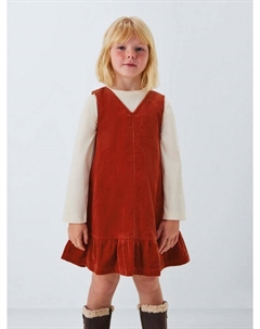 Детское платье-сарафан из вельвета с v-образным вырезом, Rust John lewis