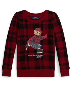 Флисовая толстовка Polo Bear в клетку, Edged Overcheck Holiday Red Polo ralph lauren kids
