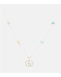 Серебряное ожерелье sterling silver с узором double g, украшенное перламутром и топазом, 0701/Mad./Azz./Tur. Gucci