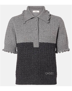 Вязаный поло из шерсти и кашемира с рюшами, Confident Grey Chloe