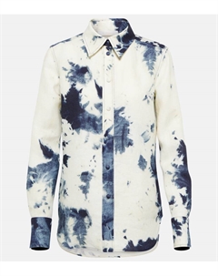 Тай-дай рубашка из льна, Beige - Blue 1 Chloe