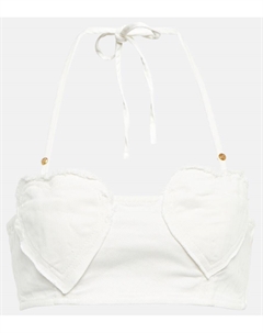 Кроп-топ из хлопка с декоративными элементами, Bianco Naturale Blumarine