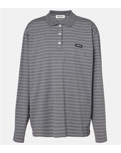 Полосатая хлопковая поло из джерси, Grey Miu miu