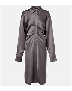 Драпированное атласное платье-рубашка Toteme, Graphite