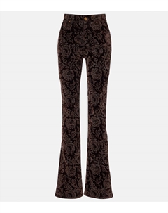 Высокие брюки прямого кроя из бархата с цветочным принтом, Biscotti Brown Chloe