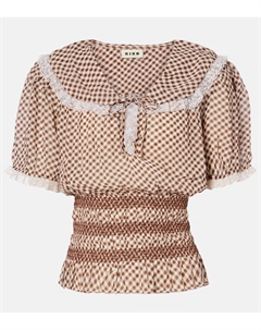 Блузка Britt из плиссированного крепа в стиле гингем, French Check Brown Rixo
