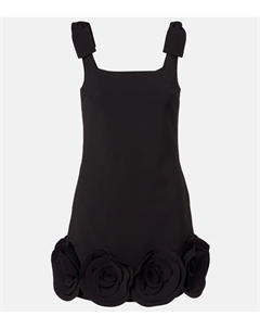 Мини-платье из крепа с цветочной аппликацией, Black Self-portrait