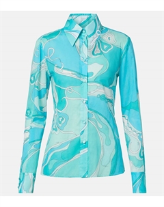 Хлопковая рубашка с орхидеями, Turquoise Pucci