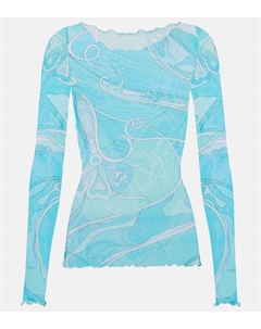 Топ из шифона с орхидеей, Turquoise Pucci