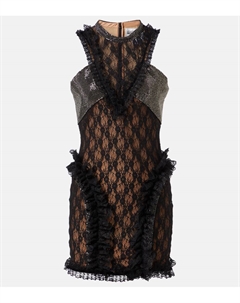 Мини-платье Christopher Kane с кружевом и декоративными элементами, Black Self-portrait