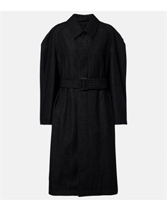 Приталенное пальто из шерсти и хлопкового твила, Black/Grey Melange Lemaire