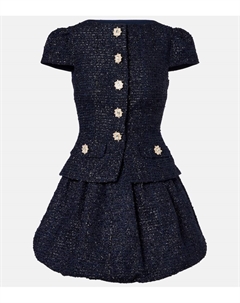 Мини-платье из букле, Navy Self-portrait