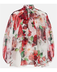 Блузка из шифона с цветочным принтом и завязкой на шее, B.Rose Antiche F.Bco Dolce&gabbana