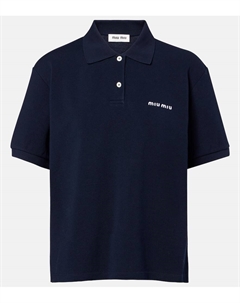 Хлопковая пике-поло с логотипом, Blue Miu miu