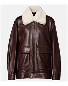 Кожаная куртка с отделкой из ше́рлинга Drey, Chocolat Fondant Nour hammour