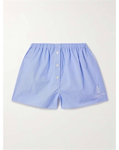 Шорты Vendome из хлопкового поплина в тонкую полоску с вышивкой, голубой Sporty & rich