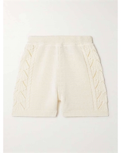 Шорты из хлопка с косами и ажурной вязкой Andel, желтый Loulou de saison