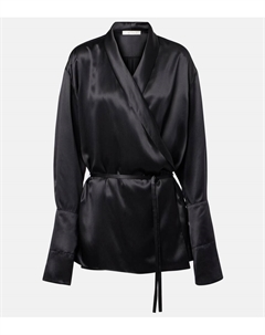 Шёлковый сатиновый топ Eivie с запахом, Black The row