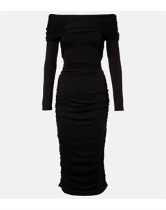 Тине́тт платье миди с баской и открытыми плечами, Black Veronica beard