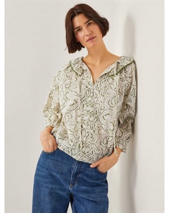 Блузка Delma Pintuck с цветочным принтом и рюшами, Ivory/Green Monsoon