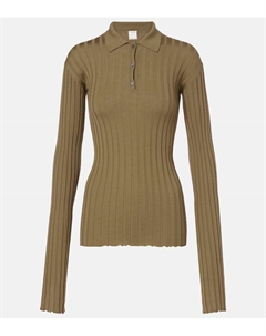 Вязаный поло из шерсти с рубчиками, Sage Calvin klein collection